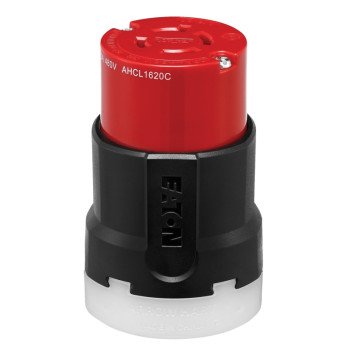 Arrow Hart AHCL1620C Ultra-Grip Locking Connector, 3 -Pole, 20 A, 480 VAC, NEMA: NEMA L16-20, Black/Red
