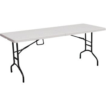 Simple Spaces TBL-072 Fold-in-Half Table, 6 ft OAW, 29-1/2 in OAD, 29 ft OAH, Steel Frame, Polypropylene Tabletop