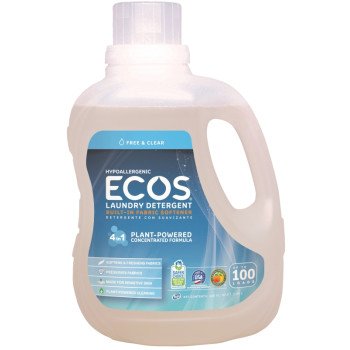 Ecos 9889/04 Laundry Detergent, 100 oz, Jug, Liquid, Neutral