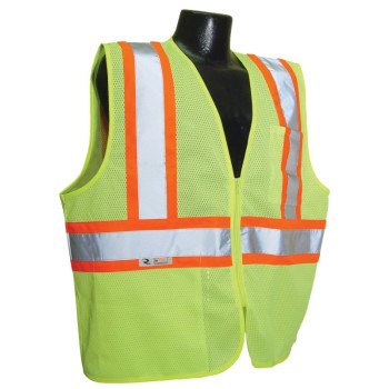 Radians SV22-2ZGM-XL Economical Safety Vest, XL, Unisex, Fits to Chest Size: 28 in, Polyester, Green, Zipper