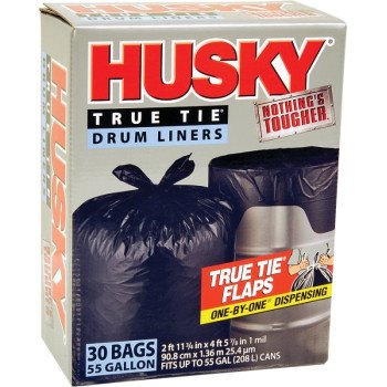 Husky HK55WC030B Drum Liner, 55 gal Capacity, Plastic, Black