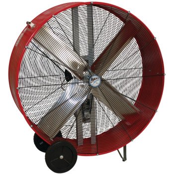 MaxxAir BF48BDRED Portable Drum Fan, 120 V, 2-Speed, 10,100 to 18,000 cfm Air, Black/Red