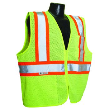 Radians SV22-2ZGML Safety Vest with Two-Tone Trim, L, Unisex, Fits to Chest Size: 26 in, Polyester, Regular, Zipper