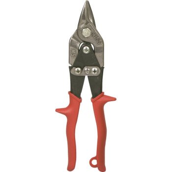Crescent Wiss M5R Aviation Snip, 9-1/4 in OAL, Straight Cut, Molybdenum Steel Blade, Textured Handle, Red Handle