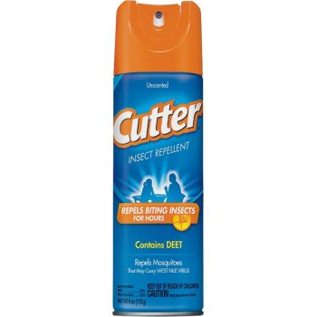 Cutter 51020-6 Insect Repellent, 6 oz Aerosol Can, Liquid, Light Yellow/Water White, Ethanol