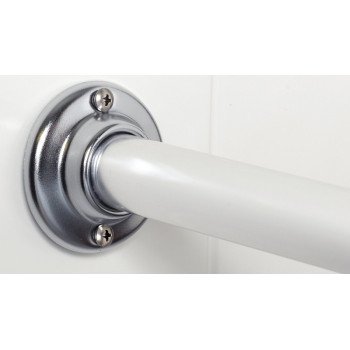 Zenna Home NeverRust Series AL500S Shower Rod, 60 in OAL, 1 in Dia, Aluminum, Chrome