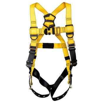 Guardian Fall Protection 37002 Full Body Harness, XL/2XL, 130 to 420 lb, Polyester Webbing, Black/Yellow