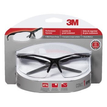 3M 47070-WZ4 Multi-Purpose Safety Eyewear, Anti-Fog Lens, Plastic Frame, Black Frame