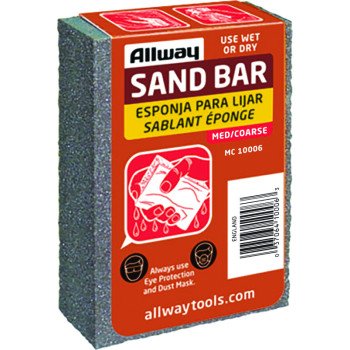 Allway Tools MC Sand Bar, 4 in L, 2-1/2 in W, Coarse, Medium, Aluminum Oxide Abrasive