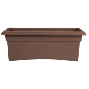 Bloem 57326-CH Deck Box Planter, 10 in H, 26-1/2 in W, Rectangular, Veranda Design, Plastic, Chocolate