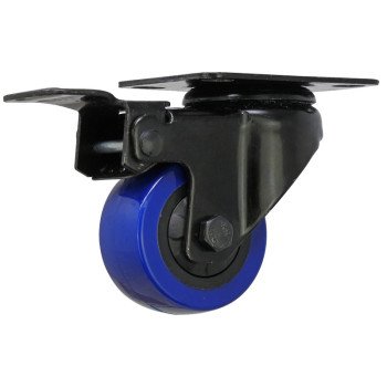 Shepherd Hardware 3658 Swivel Caster with Brake, 2 in Dia Wheel, TPU Wheel, Black/Blue, 135 lb