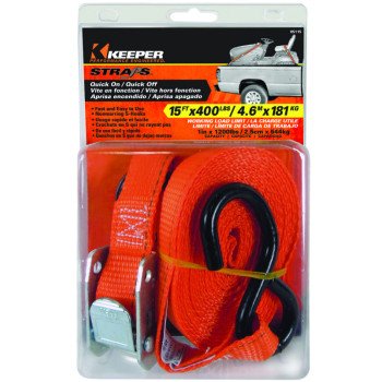 Keeper 05115 Tie-Down, 1 in W, 15 ft L, Nylon, Red, 400 lb, S-Hook End Fitting