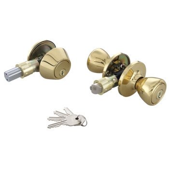 ProSource T-5764-D101PB Combination Lockset, Brass, Polished Brass