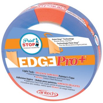 Cantech EdgePro+ 314 Series 315-24 Masking Tape, 55 m L, 24 mm W, Washi Paper Backing, Orange