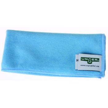 Professional Unger MF40B Wiping Cloth, 16 in L, 15 in W, Microfiber, Blue