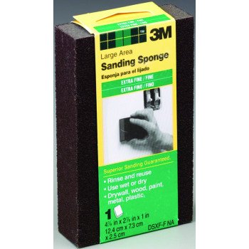 3M DSXF-F Sanding Sponge, 2-7/8 in L, 4-7/8 in W, Extra Fine, Fine, Aluminum Oxide Abrasive