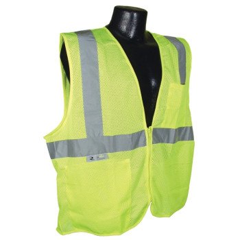 Radians SV2ZGM-XL Economical Safety Vest, XL, Unisex, Fits to Chest Size: 28 in, Polyester, Green/Silver, Zipper