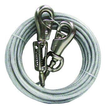Boss Pet PDQ Q5730SPG99 Tie-Out with Spring, 30 ft L Belt/Cable, For: Extra Large Dogs Up to 125 lb