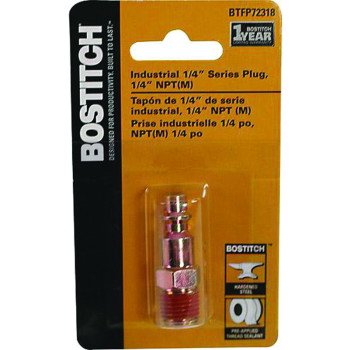 Bostitch BTFP72318 Hose Plug, 1/4 in, NPT Male, Steel, Plated