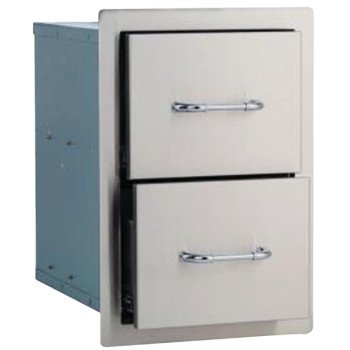 Bull 56985 Double Drawer, 20-3/4 in L, 12-3/4 in W, 19-1/2 in H, 2-Drawer, Stainless Steel