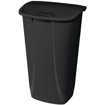Sterilite 10759006 Wastebasket, 11.3 gal, Plastic, Black, Lift-Top Lid