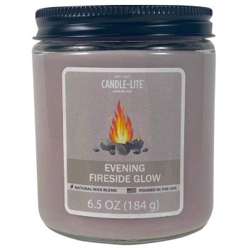 Candle-Lite 4603251 Jar Candle, 6.5 oz Candle, Evening Fireside Glow Fragrance