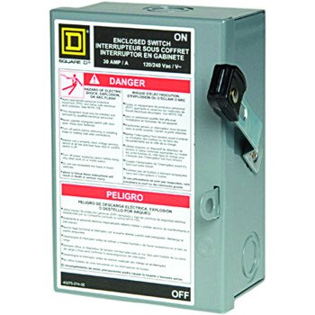 Square D L221N Safety Switch, 2 -Pole, 30 A, 240 V, DPST, Lug Terminal