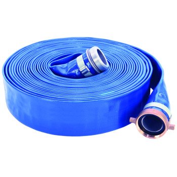 Abbott Rubber 1148-4000-50-CE Water Discharge Hose, 50 ft L, Camlock Female x Male, PVC, Blue
