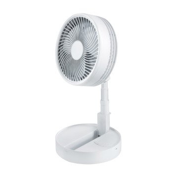 Bell+Howell MY FOLDAWAY 7039 2-in-1 Rechargeable Floor and Table Fan, 3 V, Plastic Housing Material, White