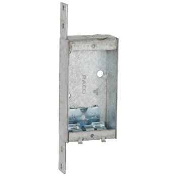 Raco 404 Switch Box, 1-Outlet, 1-Knockout, 1/2 in Knockout, Steel, Gray, Galvanized, Bracket
