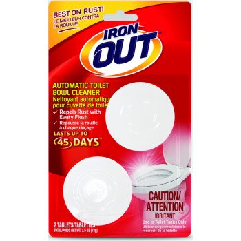 IRON OUT C-AT12T Toilet Bowl Cleaner, 3.2 oz, Tablet, Pine, White