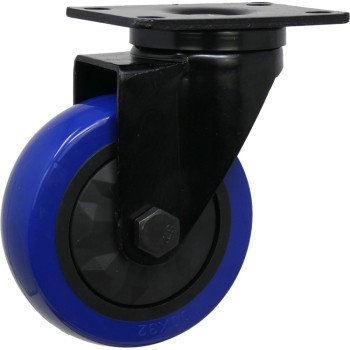 Shepherd Hardware 3663 Swivel Caster, 4 in Dia Wheel, TPU Wheel, Black/Blue, 300 lb, Polypropylene Housing Material