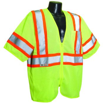 Radians SV22-3ZGM-L Economical Safety Vest, L, Polyester, Green/Silver, Zipper
