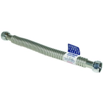 Ez-Flo WaterFlex Series 0437024 Corrugated Flexible Water Heater Connector, 3/4 in, FIP, Stainless Steel, 24 in L
