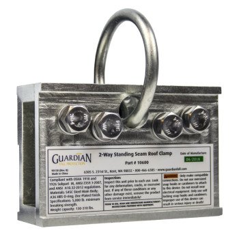 Guardian Fall Protection 10600 2-Way Universal Standing Seam Roof Clamp, Galvanized Steel