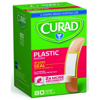 Curad CUR02278RB Adhesive Bandage, 3/4 in W, 3 in L, Plastic Bandage, 24/CS