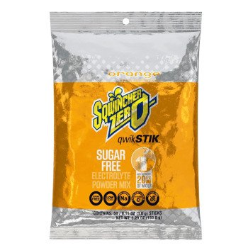 Sqwincher Qwik Stik ZERO Series 159060100 Drink Mix, Sugar-Free, Powder, Orange Flavor, 0.11 oz Stick