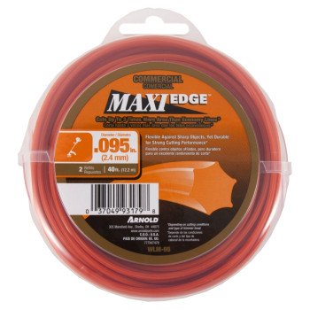 ARNOLD Maxi Edge WLM-95 Trimmer Line, 0.095 in Dia, 40 ft L, Polymer, Red