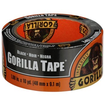 Gorilla 105631 Duct Tape, 10 yd L, 1.88 in W, Cloth Backing, Black