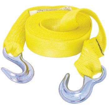 Keeper 02815 Emergency Tow Strap, 12,000 lb, 2 in W, 15 ft L, Hook End, Polyester, Yellow