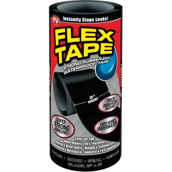 Flex Tape TFSBLKR0805 Tape, 5 ft L, 8 in W, Rubber Backing