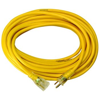 CCI 2991 Extension Cord, 10 AWG Cable, 50 ft L, 20 A, 125 V, Yellow