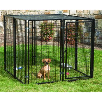 Stephens Pipe & Steel RSHBK11-11799 Dog Kennel with Sunblock Top, 5 ft OAL, 5 ft OAW, 4 ft OAH, Powder-Coated