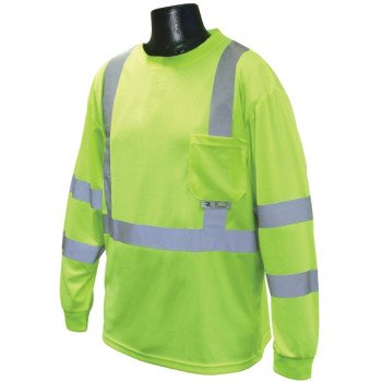 Radians ST21-3PGS-2X Safety T-Shirt, 2XL, Polyester, Green, Long Sleeve, Pullover