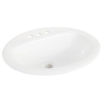 Craft + Main 130012-4W Bathroom Sink, Oval Basin, 4 in Faucet Centers, 3-Deck Hole, 17 in OAW, 20 in OAH, White