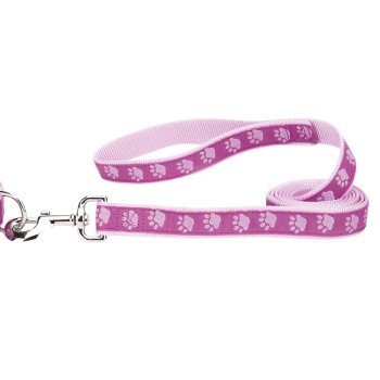 Casual Canine ZA8861 44 75 Two-Tone Pawprint Dog Lead, 4 ft L, 5/8 in W, Nylon Line, Pink, Fastening Method: Swivel Clip
