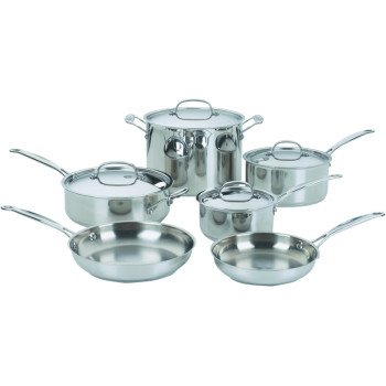 Cuisinart Chef's Classic 77-10 Cookware Set, Stainless Steel, Polished Mirror, 10-Piece