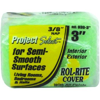 Linzer RR938-3 Paint Roller Cover, 3/8 in Thick Nap, 3 in L, Knit Fabric Cover, Green
