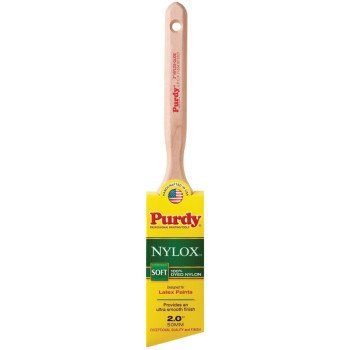 Purdy Nylox Glide 144152220 Angular Trim Brush, 2 in W, 2-11/16 in L Bristle, Nylon Bristle, Fluted Handle