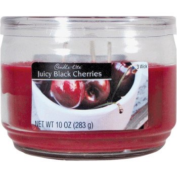 CANDLE-LITE 1879565 Scented Terrace Jar Candle, Juicy Black Cherries Fragrance, Burgundy Candle